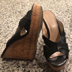 Nine West black peep toe wedges